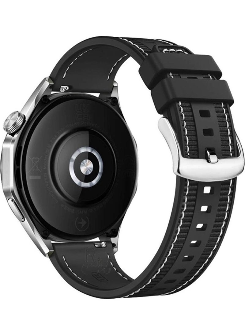 Redmud Teknoloji - Huawei Watch Gt5 Pro Gt4 Gt3 Pro Gt3 Se Gt2 Pro Gt2 46 mm Compatible Stitched Pattern Jazzy Sport Band - Image 1