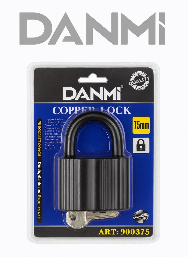 DANMI 75mm Heavy-Duty Padlock – Copper-Core Cylinder, Protected Body & Hardened Shackle + 3 Keys – Industrial/Outdoor Use – Model ART: 900375 - Image 1
