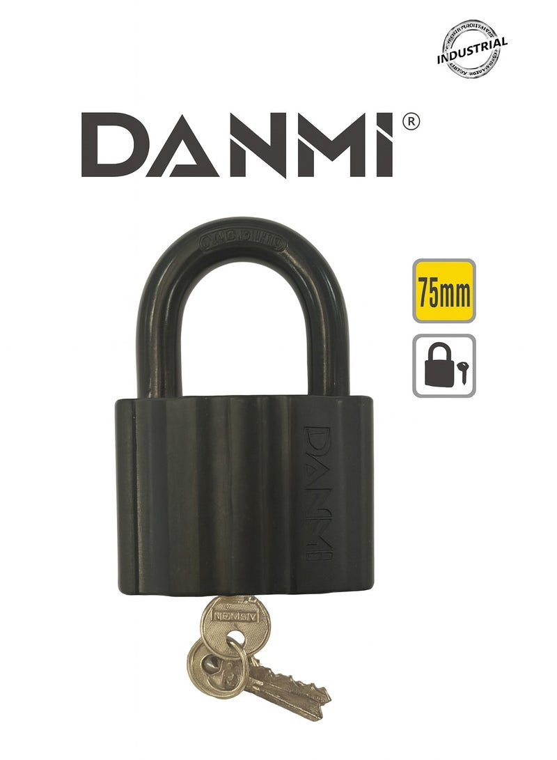 DANMI 75mm Heavy-Duty Padlock – Copper-Core Cylinder, Protected Body & Hardened Shackle + 3 Keys – Industrial/Outdoor Use – Model ART: 900375 - Image 2