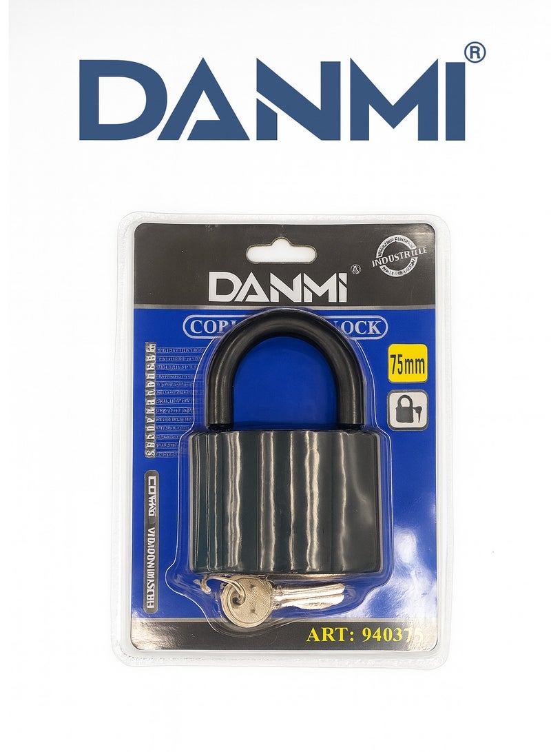 DANMI 75mm Heavy-Duty Padlock – Copper-Core Cylinder, Protected Body & Hardened Shackle + 3 Keys – Industrial/Outdoor Use – Model ART: 900375 - Image 4