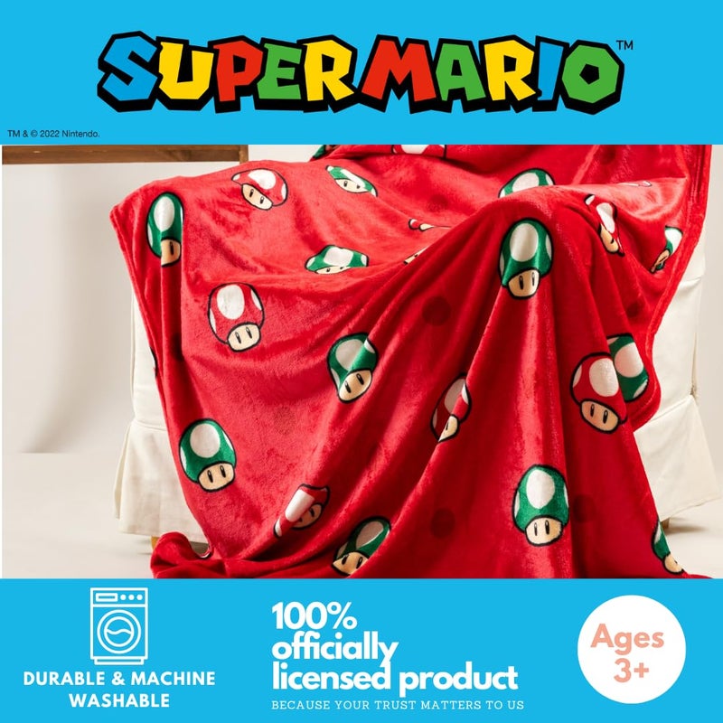 Franco Franco Nintendo Super Mario Toad Kids Bedding Super Soft Plush Throw Blanket  46 in x 60 in  (Officially Licensed Product) - Image 3