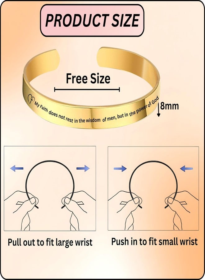 M Men Style Lord Jesus Stainless Steel Half Kada for Men | Christian Bible Verses Wrist Bracelet | Faith Inspirational Message Bangle | Religious Jewellery Gift for Boys & Men Gold SKa2025204 - Image 2