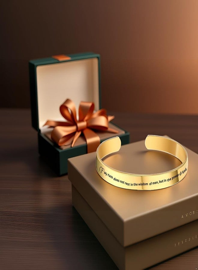 M Men Style Lord Jesus Stainless Steel Half Kada for Men | Christian Bible Verses Wrist Bracelet | Faith Inspirational Message Bangle | Religious Jewellery Gift for Boys & Men Gold SKa2025204 - Image 5