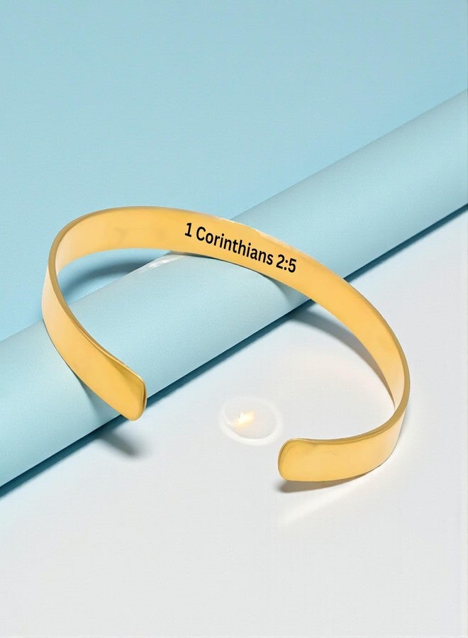 M Men Style Lord Jesus Stainless Steel Half Kada for Men | Christian Bible Verses Wrist Bracelet | Faith Inspirational Message Bangle | Religious Jewellery Gift for Boys & Men Gold SKa2025204 - Image 3