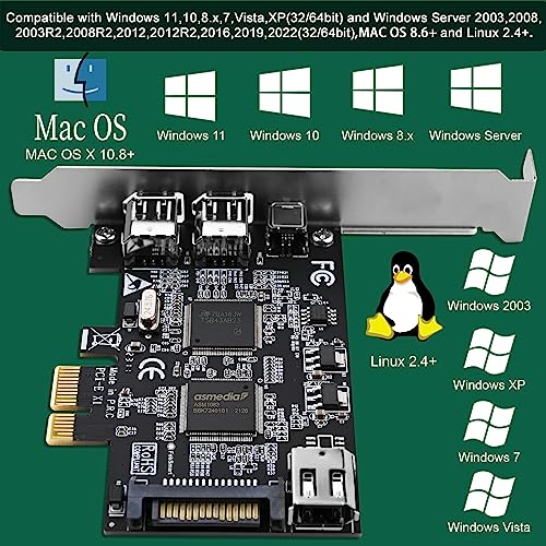 FebSmart 4 Ports PCIE Firewire 400 1394A Expansion Card, Texas Instruments TI TSB43AB23, Plug and Play on Windows and MAC Desktop PCs, 3X 6Pin and 1X 4Pin 1394A Ports, 400Mbps Max Speed (FS-FW400) - Image 5