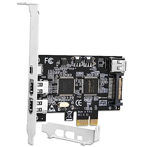 FebSmart 4 Ports PCIE Firewire 400 1394A Expansion Card, Texas Instruments TI TSB43AB23, Plug and Play on Windows and MAC Desktop PCs, 3X 6Pin and 1X 4Pin 1394A Ports, 400Mbps Max Speed (FS-FW400) - Image 1