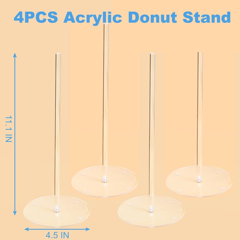 HENABLE 4PCS Acrylic Donut Display Stand Tower - Dessert Table Holder for Donuts, Bagels & Doughnuts - Perfect for Parties, Christmas, Birthday & New Year - Image 2