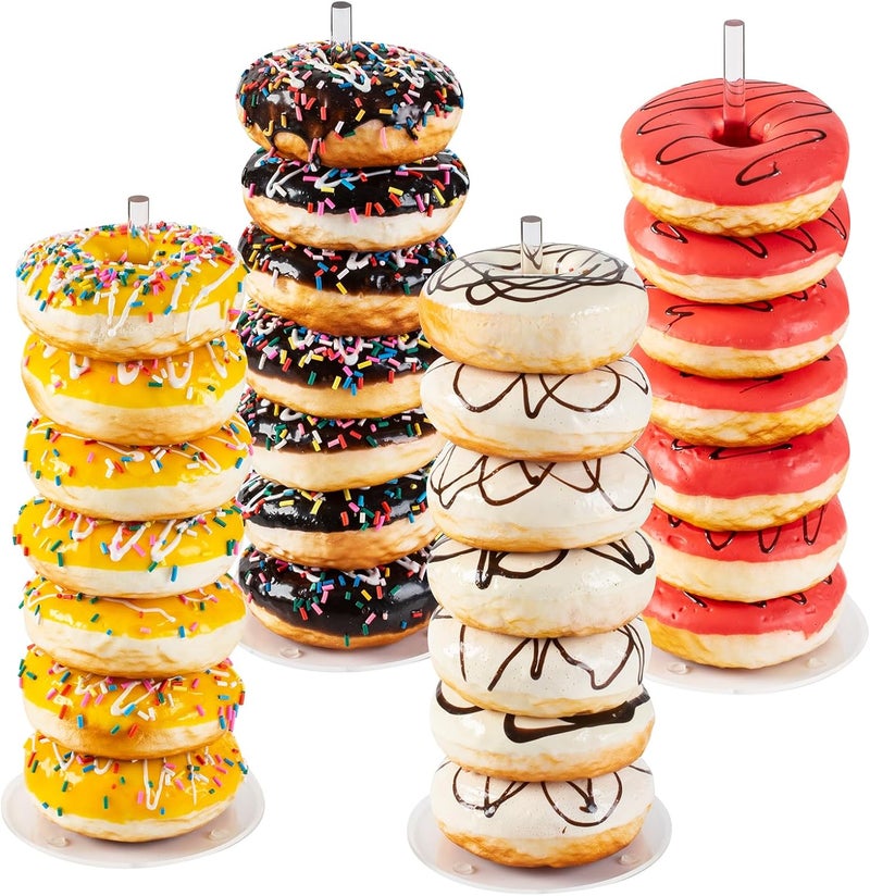 HENABLE 4PCS Acrylic Donut Display Stand Tower - Dessert Table Holder for Donuts, Bagels & Doughnuts - Perfect for Parties, Christmas, Birthday & New Year - Image 1