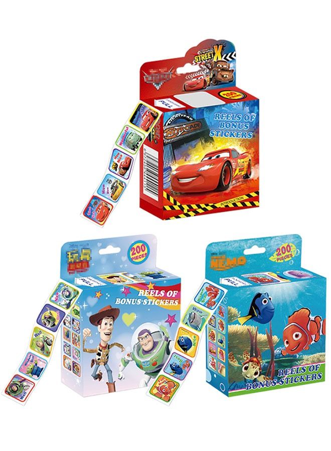 general 3 Piece Kids Cartoon Roll Stickers Baby Reward Sticker Set - Image 1