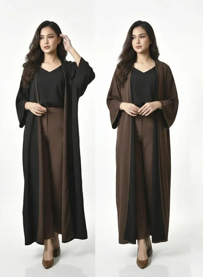 HAWRAA ABAYA Double-face abaya in black and brown