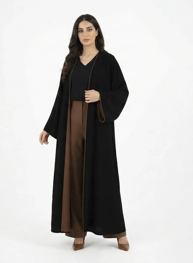 عبايات حوراء عباية دبل فيس باللون الاسود و البني - Image 4