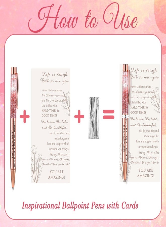 Supervitae 15 Set Women's History Month Motivational Pens for Women Bulk Rose Gold Inspirational Positive Quote Ballpoint Pens with Card Tie for Teacher Student Employee Gift - Image 3