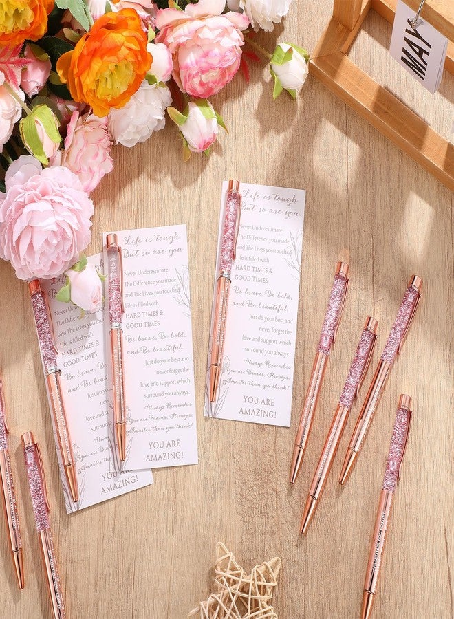 Supervitae 15 Set Women's History Month Motivational Pens for Women Bulk Rose Gold Inspirational Positive Quote Ballpoint Pens with Card Tie for Teacher Student Employee Gift - Image 4