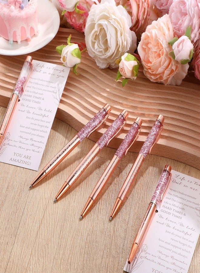 Supervitae 15 Set Women's History Month Motivational Pens for Women Bulk Rose Gold Inspirational Positive Quote Ballpoint Pens with Card Tie for Teacher Student Employee Gift - Image 5