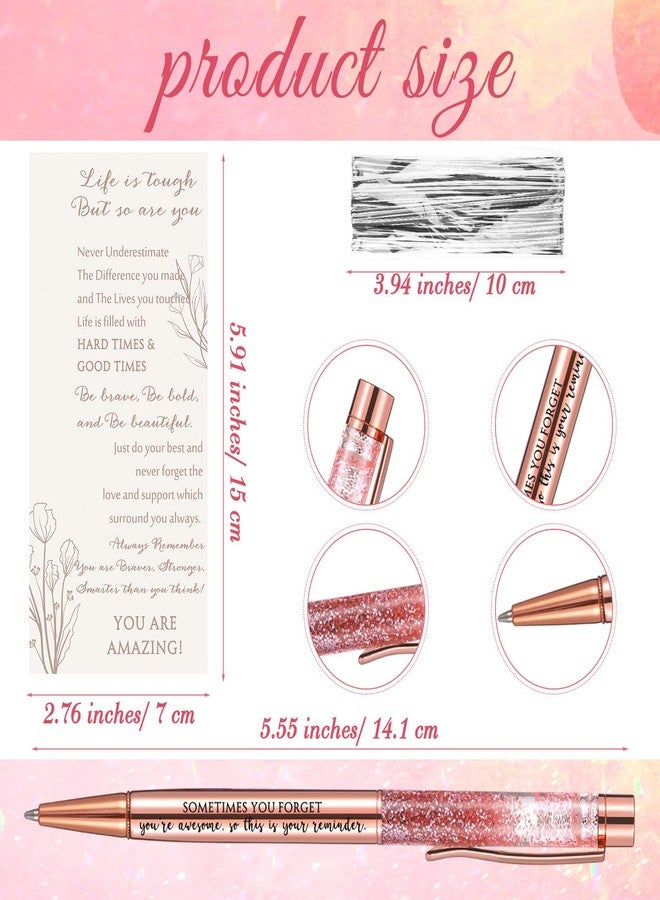 Supervitae 15 Set Women's History Month Motivational Pens for Women Bulk Rose Gold Inspirational Positive Quote Ballpoint Pens with Card Tie for Teacher Student Employee Gift - Image 2