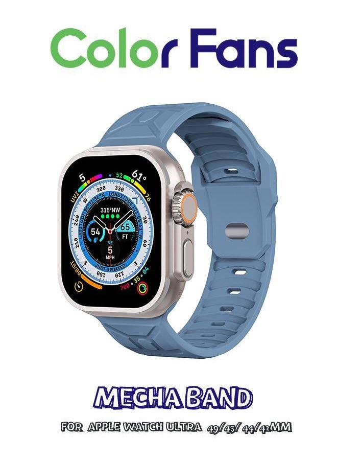 Color Fans - Apple Watch Ultra Mecha Band 49mm 45mm 44mm 42mm for Men Women, Soft Silicone Sport Band Replacement Strap for Apple Watch Ultra iWatch Series 8 7 SE 6 5 4 3 2 1 - Shiniwa Blue - Image 1