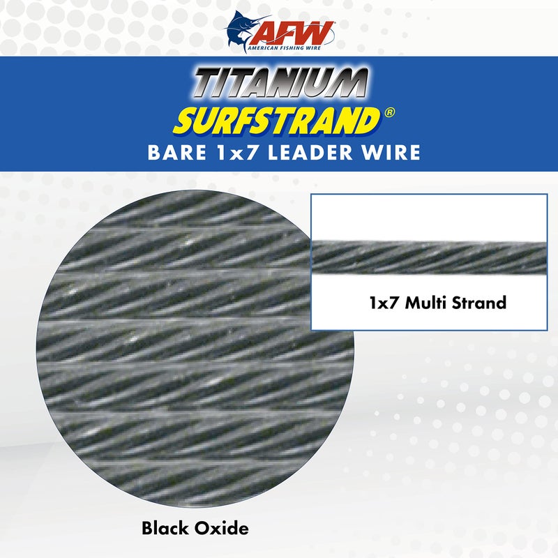 AFW Titanium Surfstrand, Bare 1x7 Saltwater Fishing Leader Wire, 50 lb, Black Oxide, 10 ft - Image 3