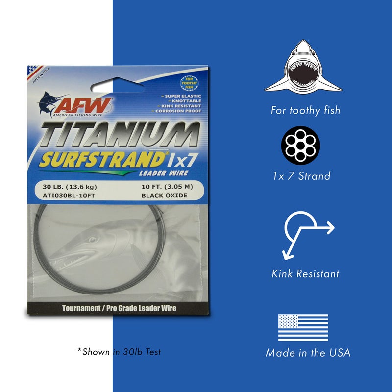 AFW Titanium Surfstrand, Bare 1x7 Saltwater Fishing Leader Wire, 50 lb, Black Oxide, 10 ft - Image 2