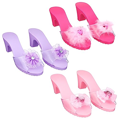 PRINCESS EXPRESSIONS 3-Pack Princess Shoe Set - Dress Up Royalty Kids Heels Slip On Shoes - Pastel Colored Princess Dress Up Shoes, Pretend Play High Heels For Kids - Fits Toddler Size 7-10 - Image 2