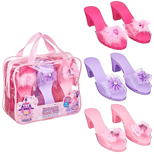 PRINCESS EXPRESSIONS 3-Pack Princess Shoe Set - Dress Up Royalty Kids Heels Slip On Shoes - Pastel Colored Princess Dress Up Shoes, Pretend Play High Heels For Kids - Fits Toddler Size 7-10 - Image 1