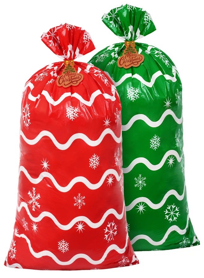 Sofier Large Christmas Gift Bags 36"x56" Holiday Gift Wrap 2pcs Jumbo Christmas Bag for Gifts Giant Sacks for Presents Big Xmas Plastic Gifts Bags (snowflake/waves) - Image 1