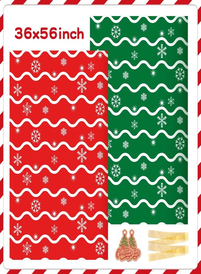 Sofier Large Christmas Gift Bags 36"x56" Holiday Gift Wrap 2pcs Jumbo Christmas Bag for Gifts Giant Sacks for Presents Big Xmas Plastic Gifts Bags (snowflake/waves) - Image 3