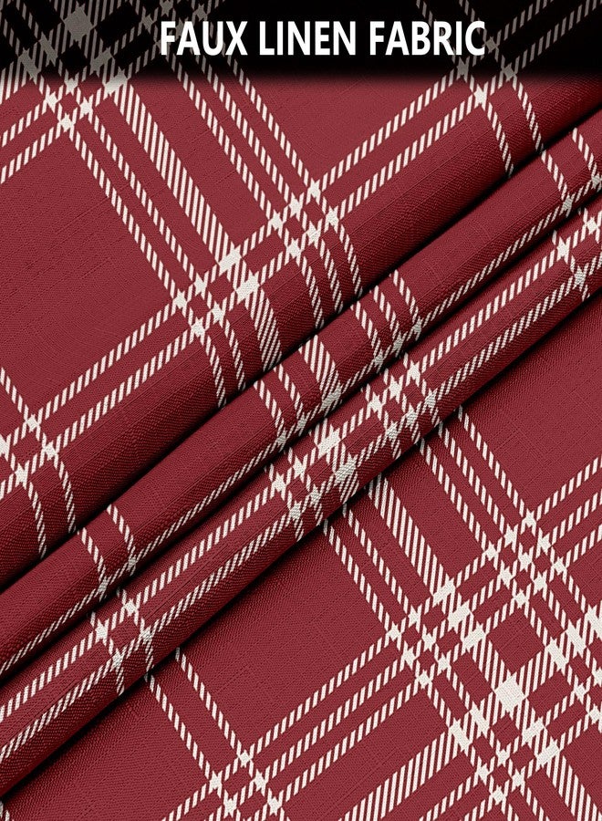 Tititex Classic Scottish Plaid 140gsm Faux Linen Fabric Shower Curtain, Rudy Red Tartan Grid Shower Curtain Sets Decoration 72x72 Inch with Hooks - Image 5