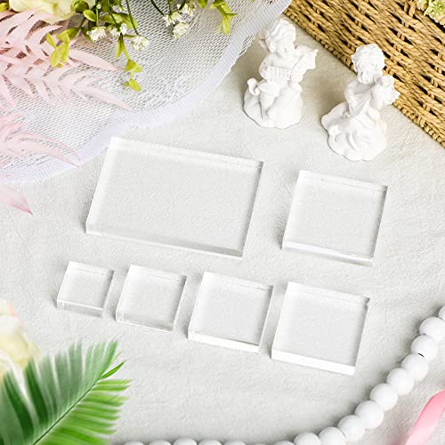 Amyhill 6 Pcs Acrylic Blocks Wedding Flat Lay Props Acrylic Styling Photography Clear Stamp Display Block Set Props Wedding for Scrapbooking Crafts(Square) - Image 4