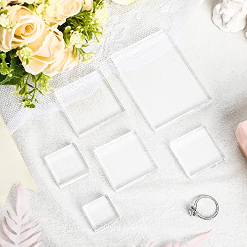 Amyhill 6 Pcs Acrylic Blocks Wedding Flat Lay Props Acrylic Styling Photography Clear Stamp Display Block Set Props Wedding for Scrapbooking Crafts(Square) - Image 1