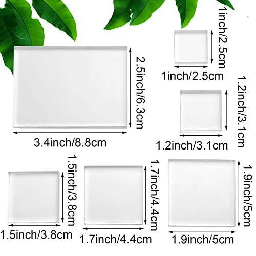 Amyhill 6 Pcs Acrylic Blocks Wedding Flat Lay Props Acrylic Styling Photography Clear Stamp Display Block Set Props Wedding for Scrapbooking Crafts(Square) - Image 2