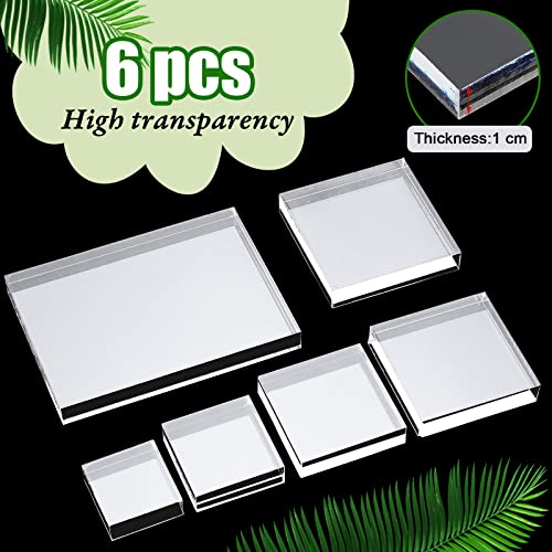 Amyhill 6 Pcs Acrylic Blocks Wedding Flat Lay Props Acrylic Styling Photography Clear Stamp Display Block Set Props Wedding for Scrapbooking Crafts(Square) - Image 3