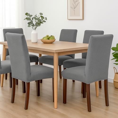 Aertiavty Chair Covers for Dining Room Set of 4 Chair Seat Cover for Dining Room Kitchen, Parsons Chair Covers Dining Chair Slipcover, Light Grey - Image 4