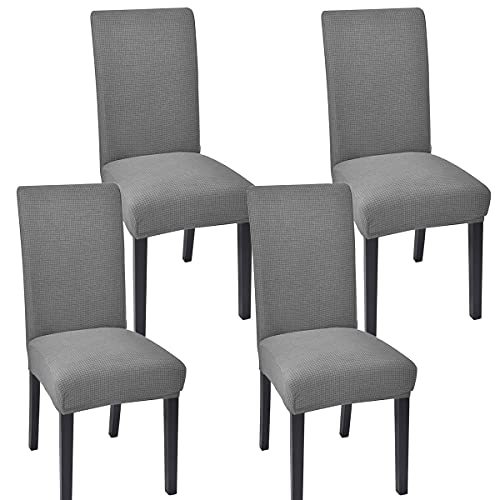 Aertiavty Chair Covers for Dining Room Set of 4 Chair Seat Cover for Dining Room Kitchen, Parsons Chair Covers Dining Chair Slipcover, Light Grey - Image 1