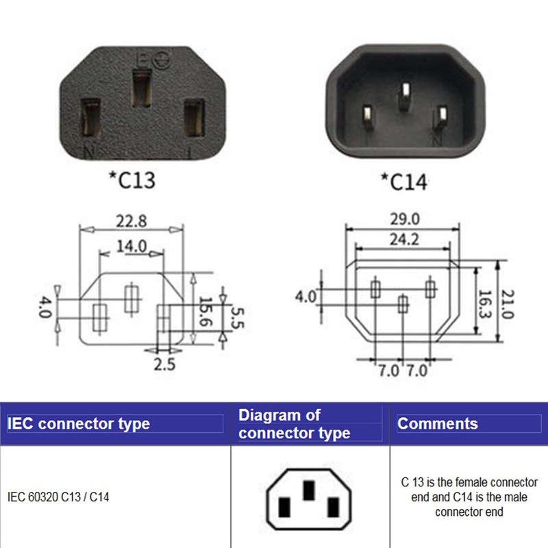 Chenyang محول كابل تمديد طاقة شنيانغ IEC 320 C14 ذكر 1 إلى 2 أنثى C13 Y - Image 3