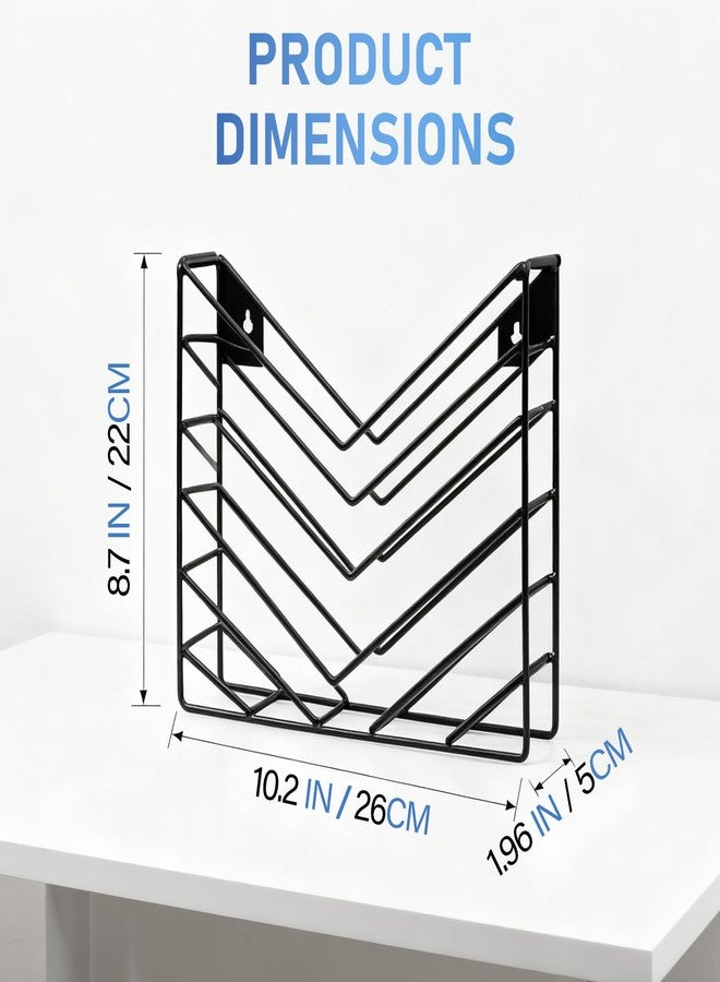 CROISSANT Black Wall Mounted File Organizer,Metal Magazine Basket, Concave Wall Mounted Magazine Rack, Suitable for Hanging File Folders for Office Living Room (Black, 1 Pack) - Image 2