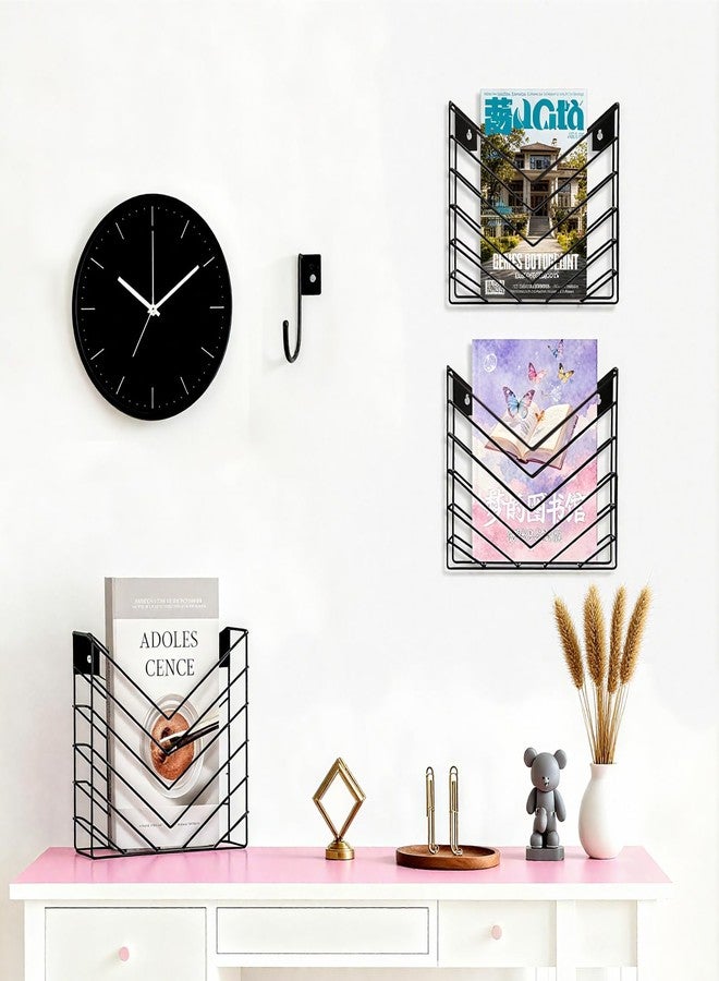 CROISSANT Black Wall Mounted File Organizer,Metal Magazine Basket, Concave Wall Mounted Magazine Rack, Suitable for Hanging File Folders for Office Living Room (Black, 1 Pack) - Image 4
