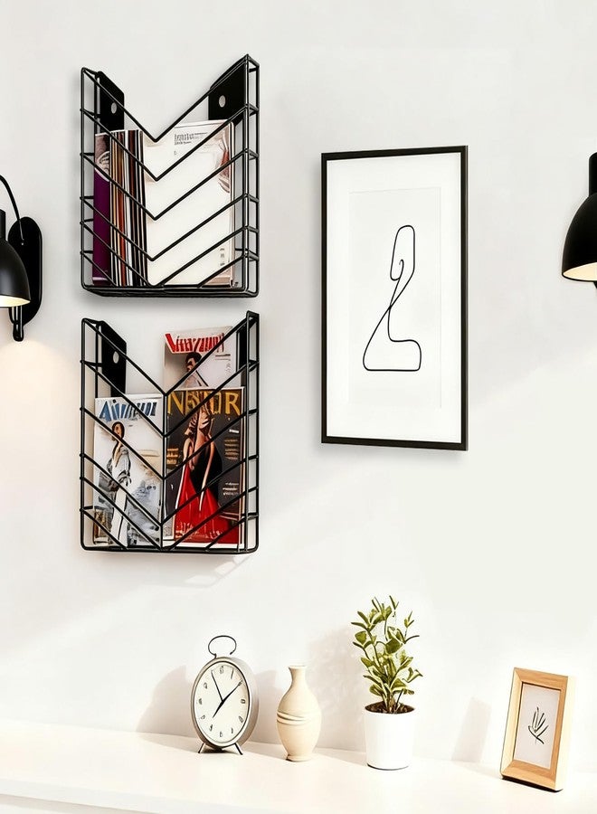 CROISSANT Black Wall Mounted File Organizer,Metal Magazine Basket, Concave Wall Mounted Magazine Rack, Suitable for Hanging File Folders for Office Living Room (Black, 1 Pack) - Image 3