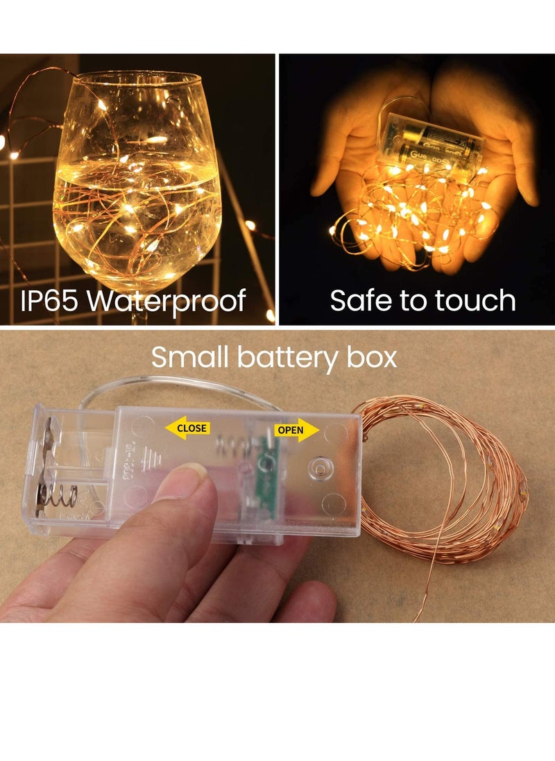 PAMEER Fairy String Lights 38ft 120 LED Warm White AA Battery Operated LED Strip for EID Ramadan Diwali Wedding Birthday Party Home Decoration Waterproof Single Mode Battery Box Button ON OFF  - Image 3