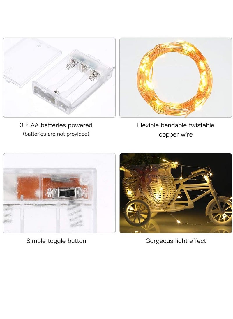 PAMEER Fairy String Lights 38ft 120 LED Warm White AA Battery Operated LED Strip for EID Ramadan Diwali Wedding Birthday Party Home Decoration Waterproof Single Mode Battery Box Button ON OFF  - Image 5