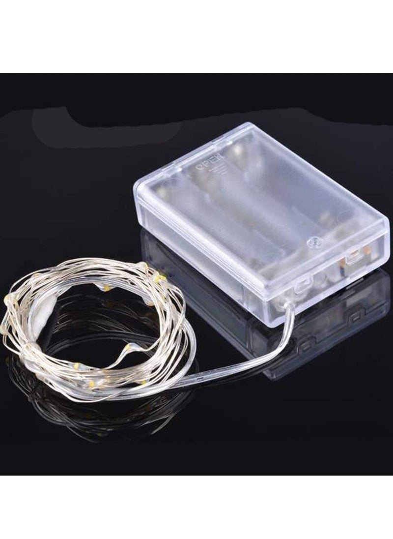 PAMEER Fairy String Lights 38ft 120 LED Warm White AA Battery Operated LED Strip for EID Ramadan Diwali Wedding Birthday Party Home Decoration Waterproof Single Mode Battery Box Button ON OFF  - Image 4