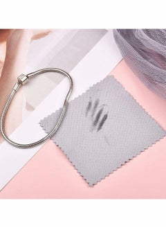 Excefore قماش تنظيف المجوهرات، قماش تلميع مزدوج الجوانب، قماش تنظيف النظارات، قماش تلميع للفضة الإسترلينية والذهب والبلاتين، للحفاظ على لمعان المجوهرات (رمادي 8 × 8 سم 50 قطعة)  - Image 5