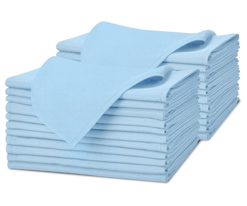 Avalon Kitchen Cloth Napkins Pack of 24 - Light Blue Napkins 17x17 Inches Linen Napkins - 100% Polyester Dinner Napkins Durable, Soft and Absorbent with Hemmed Edges Ideal for Parties and Wedding - Image 1