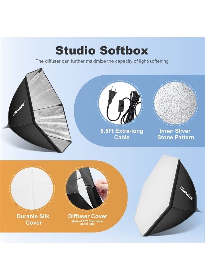 UBeesize Softbox Photography Lighting Kit, 30"X30" Professional Softbox Lighting Kit with 2pcs 40W E26 Socket 8000K Bulbs, Continuous Lighting Kit for Portraits Advertising Shooting, Video Recording - Image 3