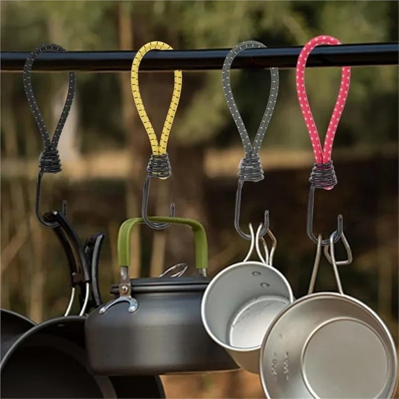 Elastic Bungee Rope Cords with Hooks for Camping Tent Canopy Tarp Fastening Red 5Pcs - Image 5