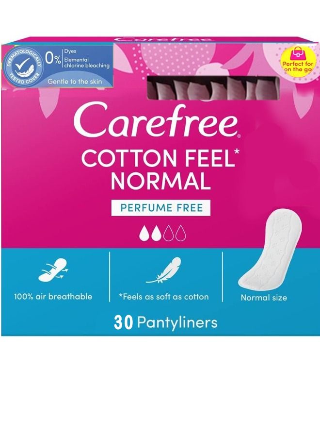 Carefree Cotton Feel Normal Perfume Free 30s Pantyliners - Image 1
