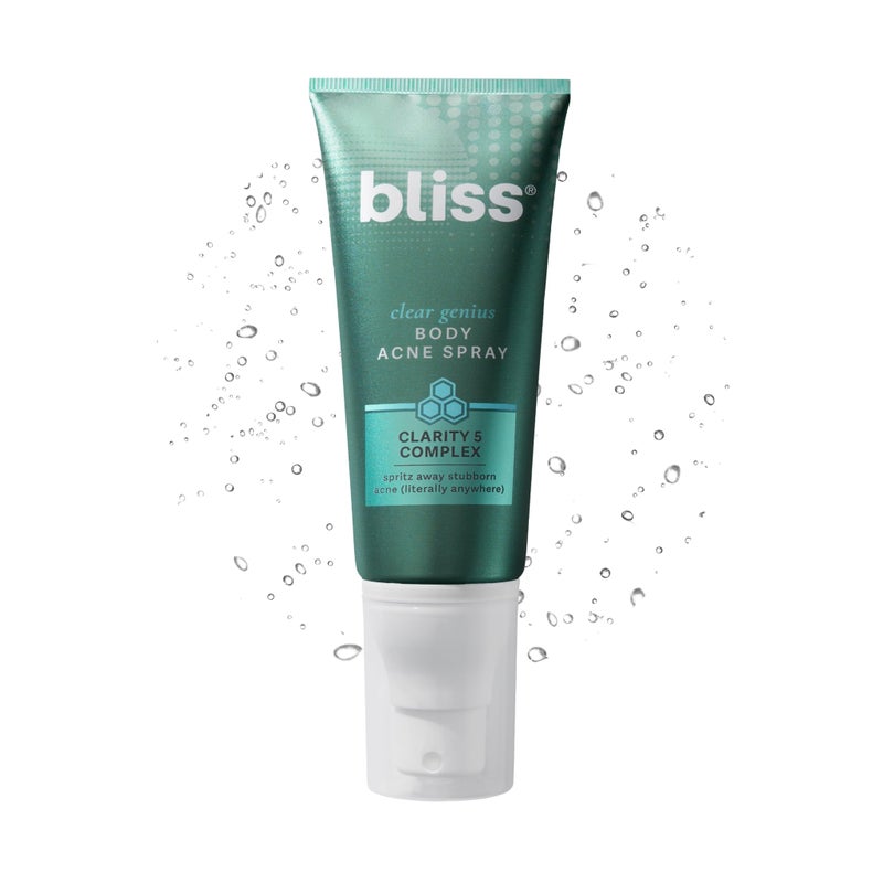 Bliss Clear Genius Body Acne Spray  35 Fl Oz  Maximum Strength 2 Salicylic Acid  Niacinamide  Targets Body Acne  Prevents Future Breakouts  Post Workout  Clean  Vegan  CrueltyFree