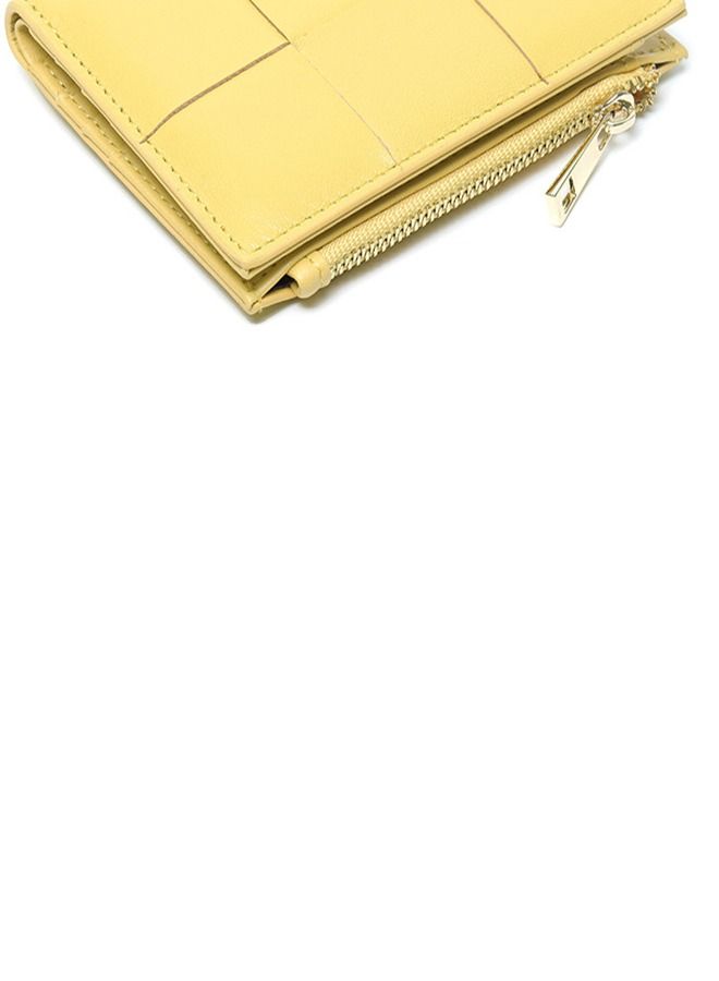 Loquat Leather Hand-Woven Two-Fold Wallet Yellow  - Image 2