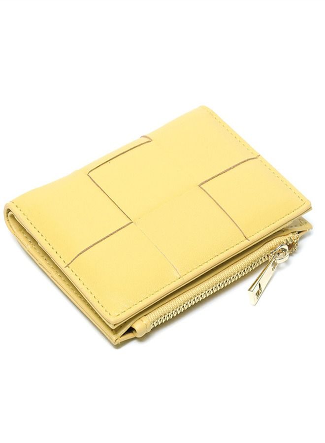 Loquat Leather Hand-Woven Two-Fold Wallet Yellow  - Image 1