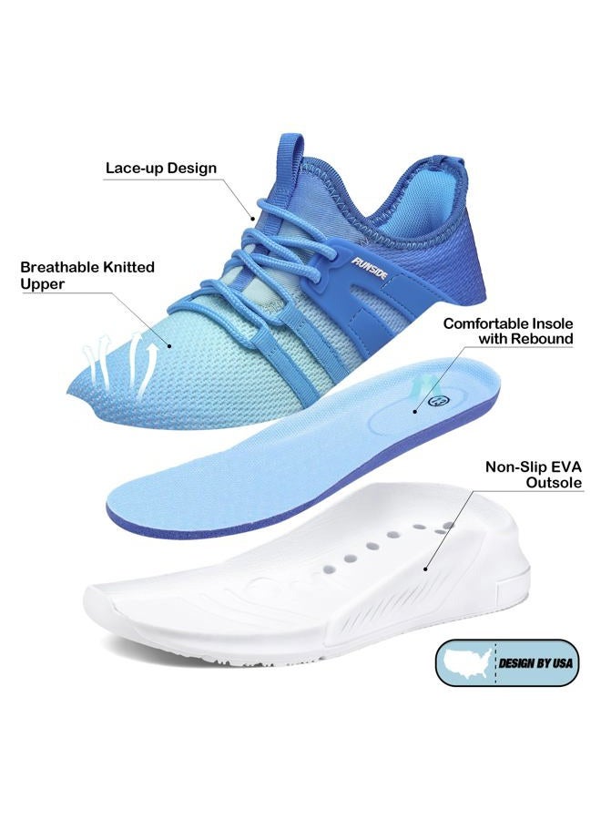 RUNSIDE Boys Girls Tennis Shoes Kids Lightweight Breathable Sneakers Lace-up Running Athletic Shoes for Toddler/Little Kid/Big Kid, Gradient Blue, 2 Big Kid - Image 4