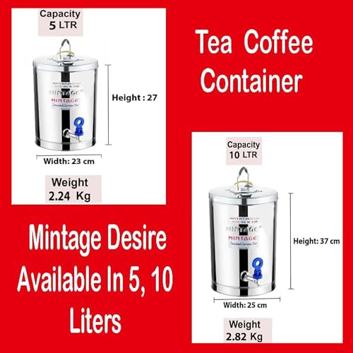 Mintage Desire Tea Container 5 Liters Stainless Steel Insulated | Leakproof Durable | Heat Retention Lightweight | Storage Solution | Beverage Preservation | Teapot Dispenser Jar | Canteen Chai Kettle - Image 2